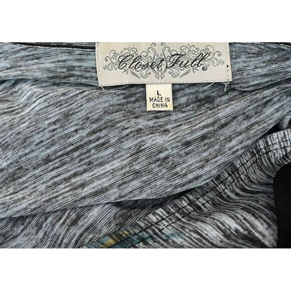 Ladies Large One Piece Blouse Peacock Feather Attached Cardigan Sheer Sleeves - Picture 7 of 8